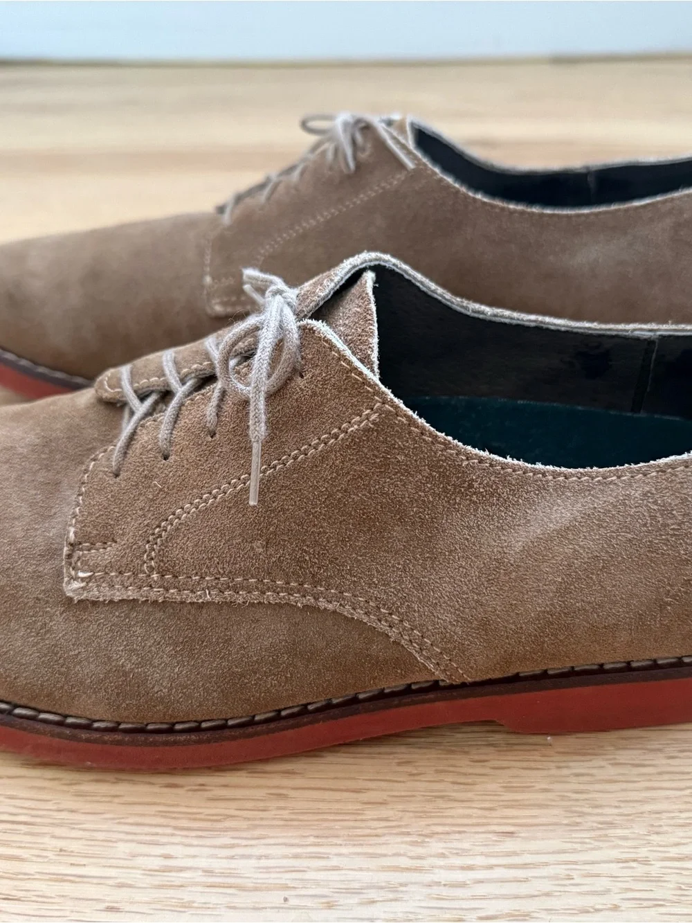 Bloomingdale's Men's Store Tan Suede Oxfords Men's EU 41 8 - 8.5 Made in Romania